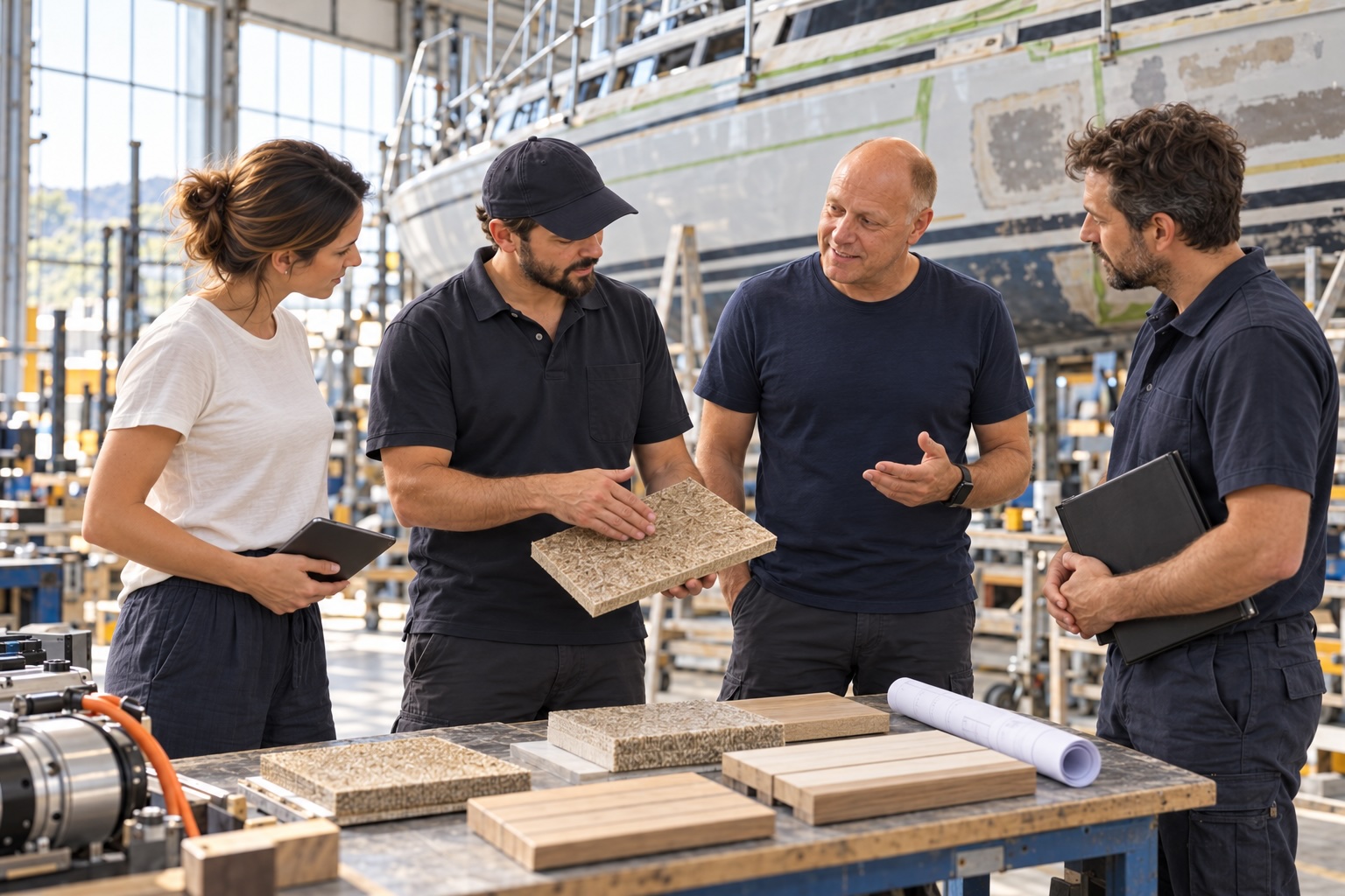 Team-Meeting zu einem Refit-Projekt in der Werft